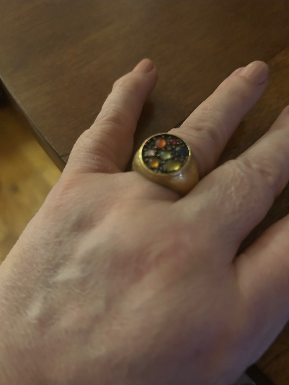 Judith Ripka Gold-Tone Ring with Multicolor Cabochons